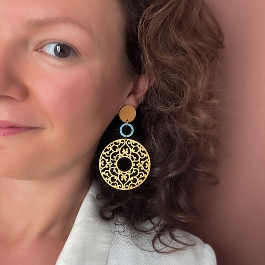 Greta Earrings in Ochre/Gold