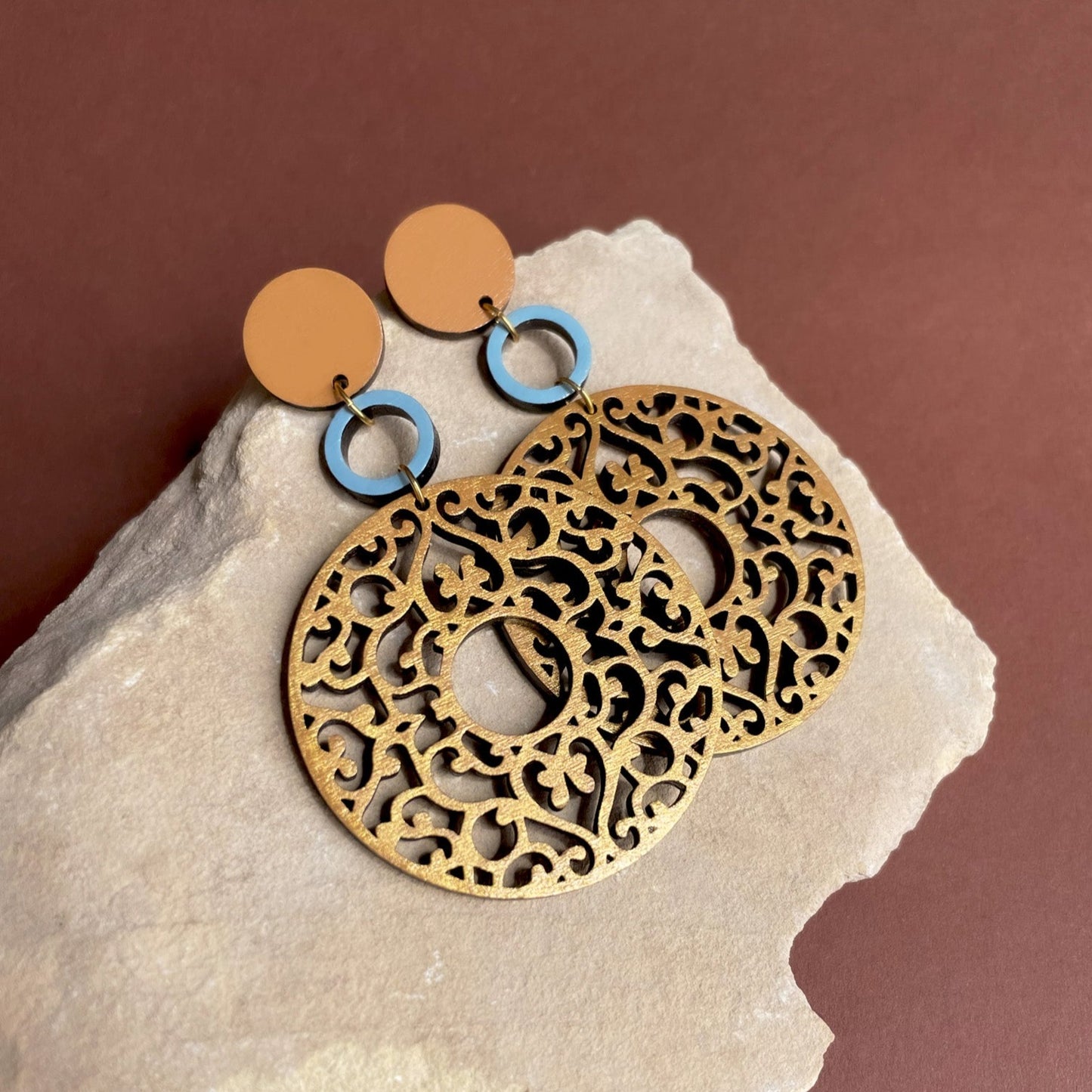 Greta Earrings in Ochre/Gold
