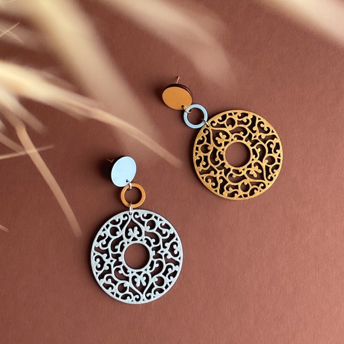 Greta Earrings in Light Blue/Silver