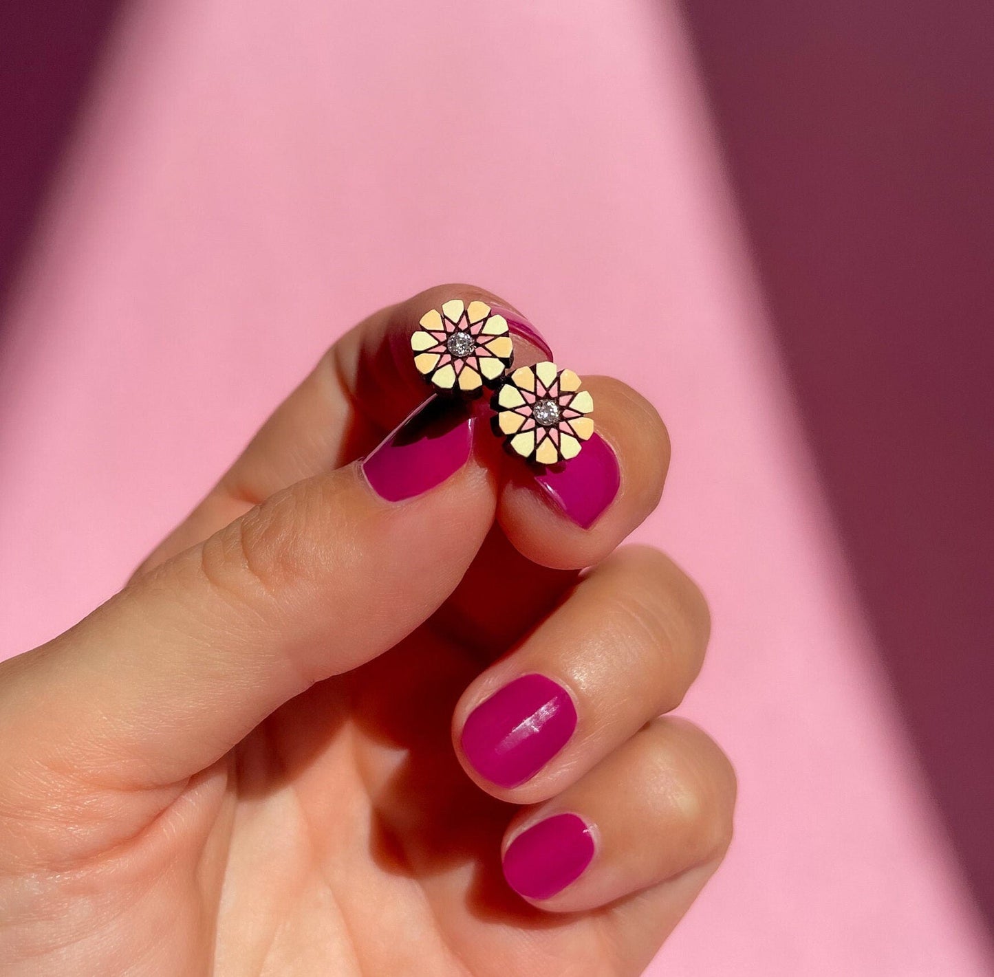 Ronda Stud Earrings in Pink and Light Orange