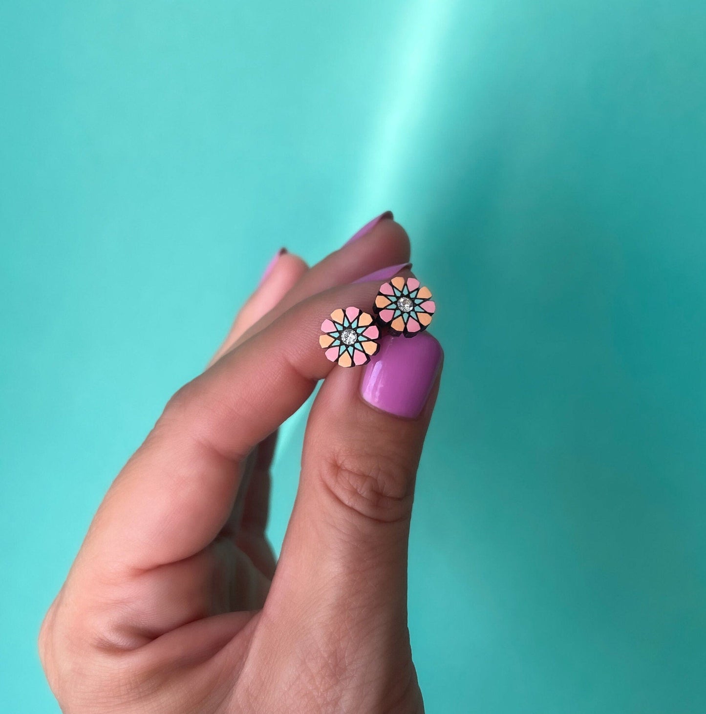 Ronda Stud Earrings in Purple and Lavender
