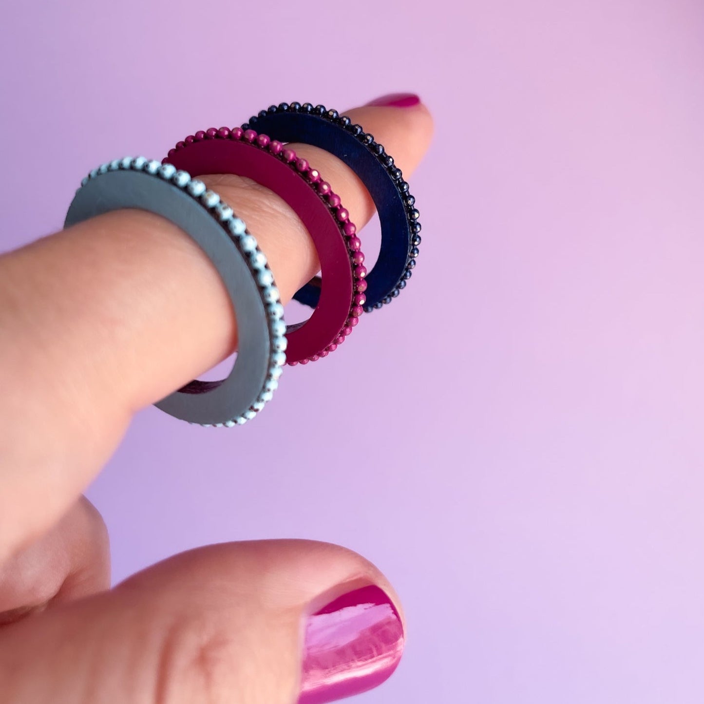 Kendra Hoops in Turquoise, Magenta and Navy Blue