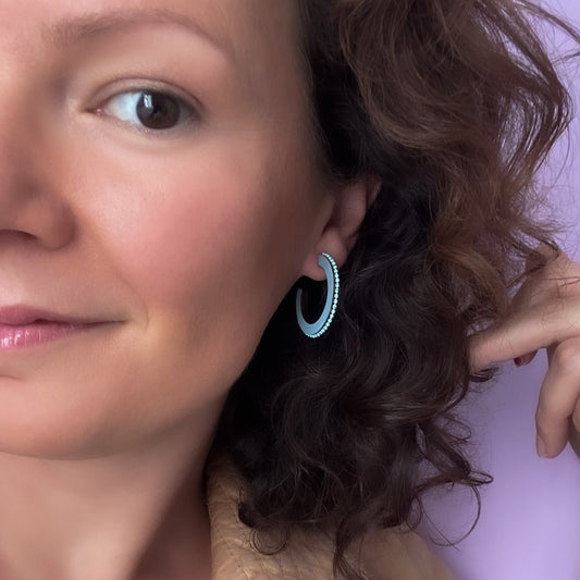 Kendra Hoops in Turquoise, Magenta and Navy Blue