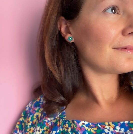 Cassia Flower Stud Earrings in Bright Summer Colours