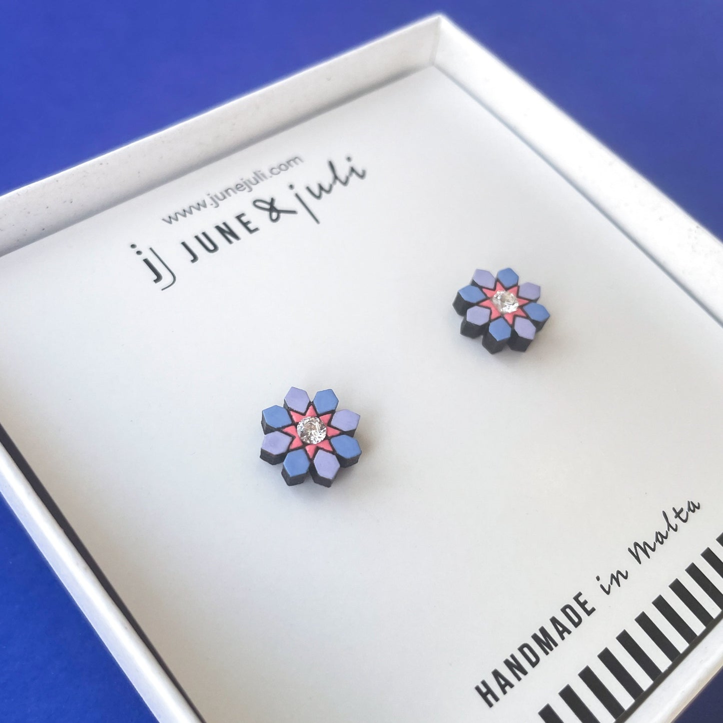 Stella Stud Earrings in Blue and Lavender