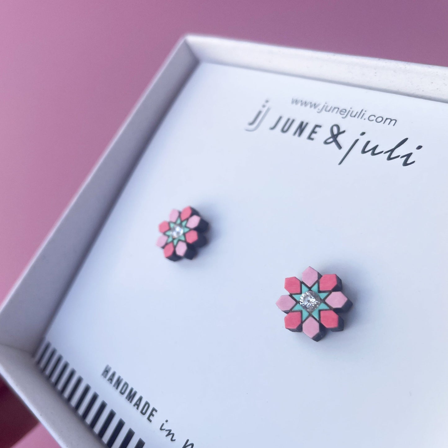 Stella Stud Earrings in Pink and Rose