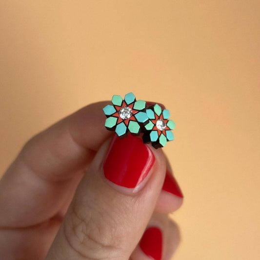 Stella Stud Earrings in Turquoise and Mint Green
