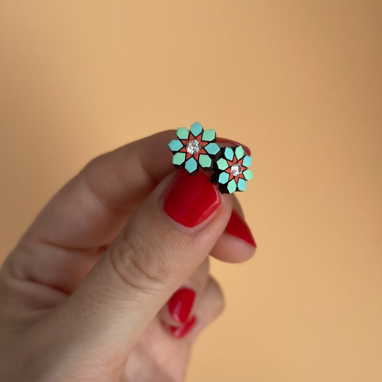 Stella Stud Earrings in Turquoise and Mint Green