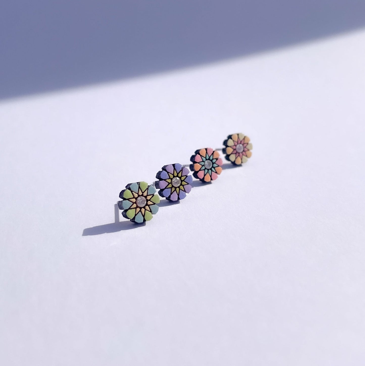 Ronda Stud Earrings in Purple and Lavender