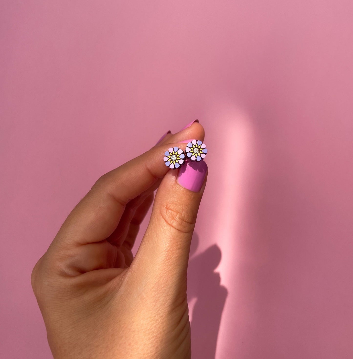 Ronda Stud Earrings in Purple and Lavender