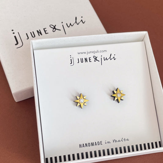 Star Stud Earrings in Dark Gold