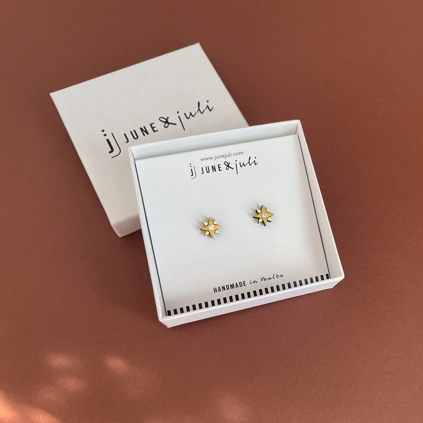 Star Stud Earrings in Dark Gold