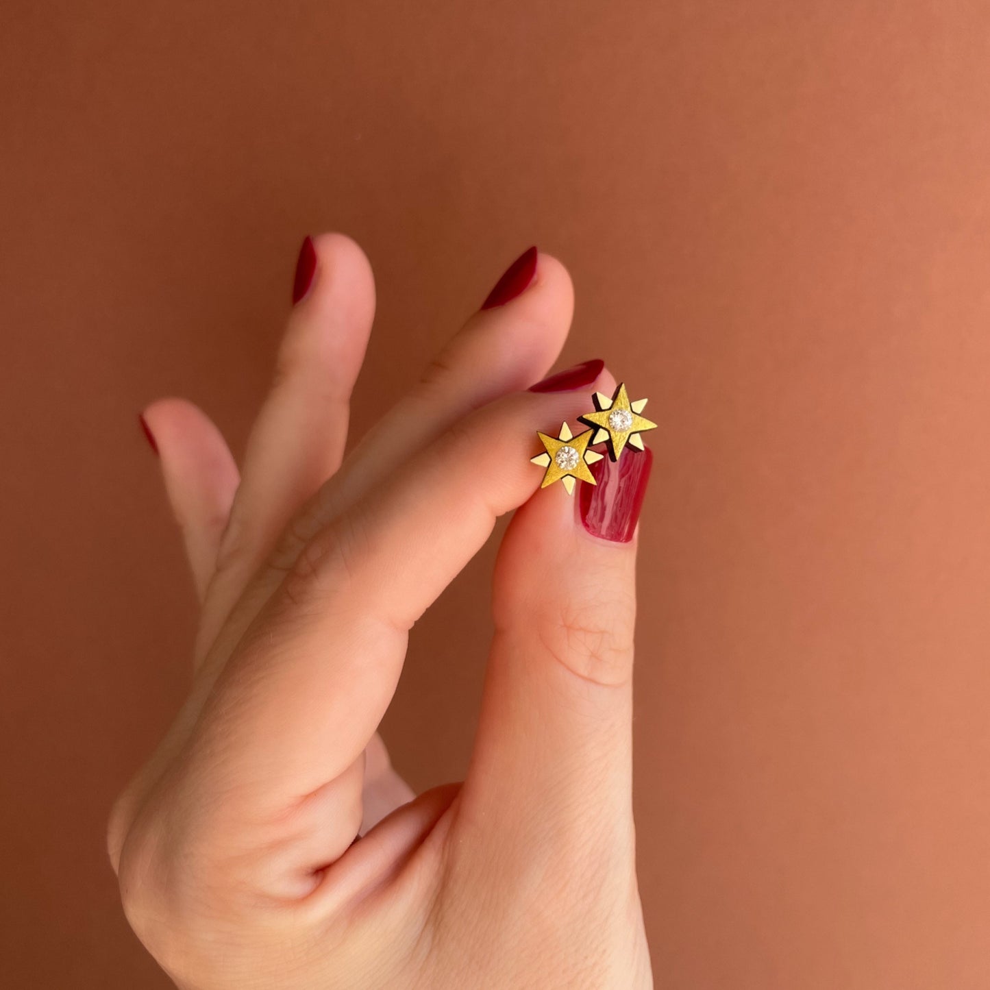 Star Stud Earrings in Dark Gold