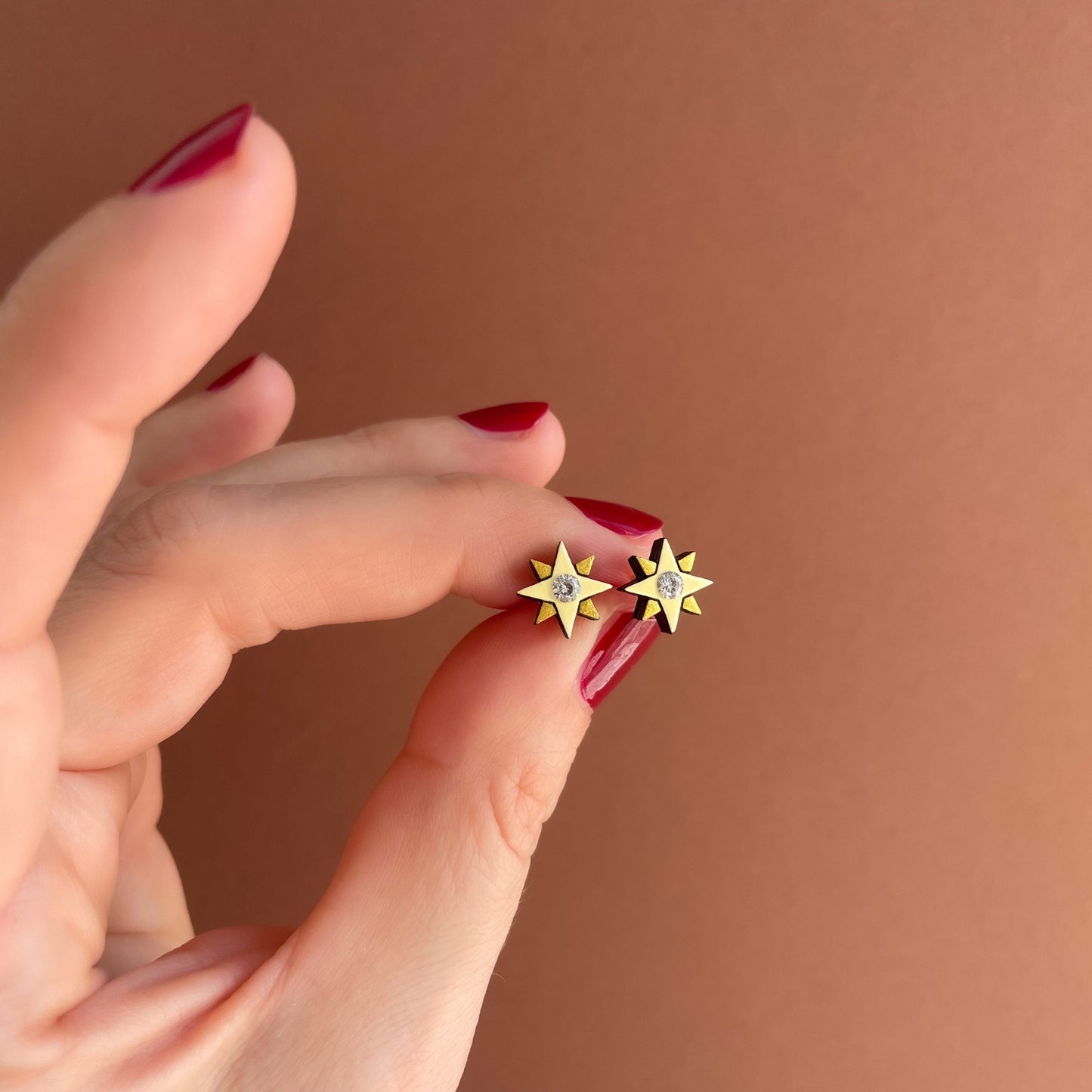 Star Stud Earrings in Light Gold