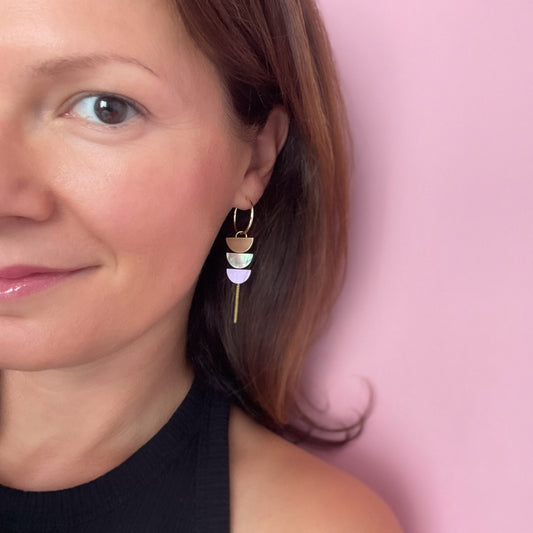 Aurora Hoop Earrings in Purple, Brown and Gold