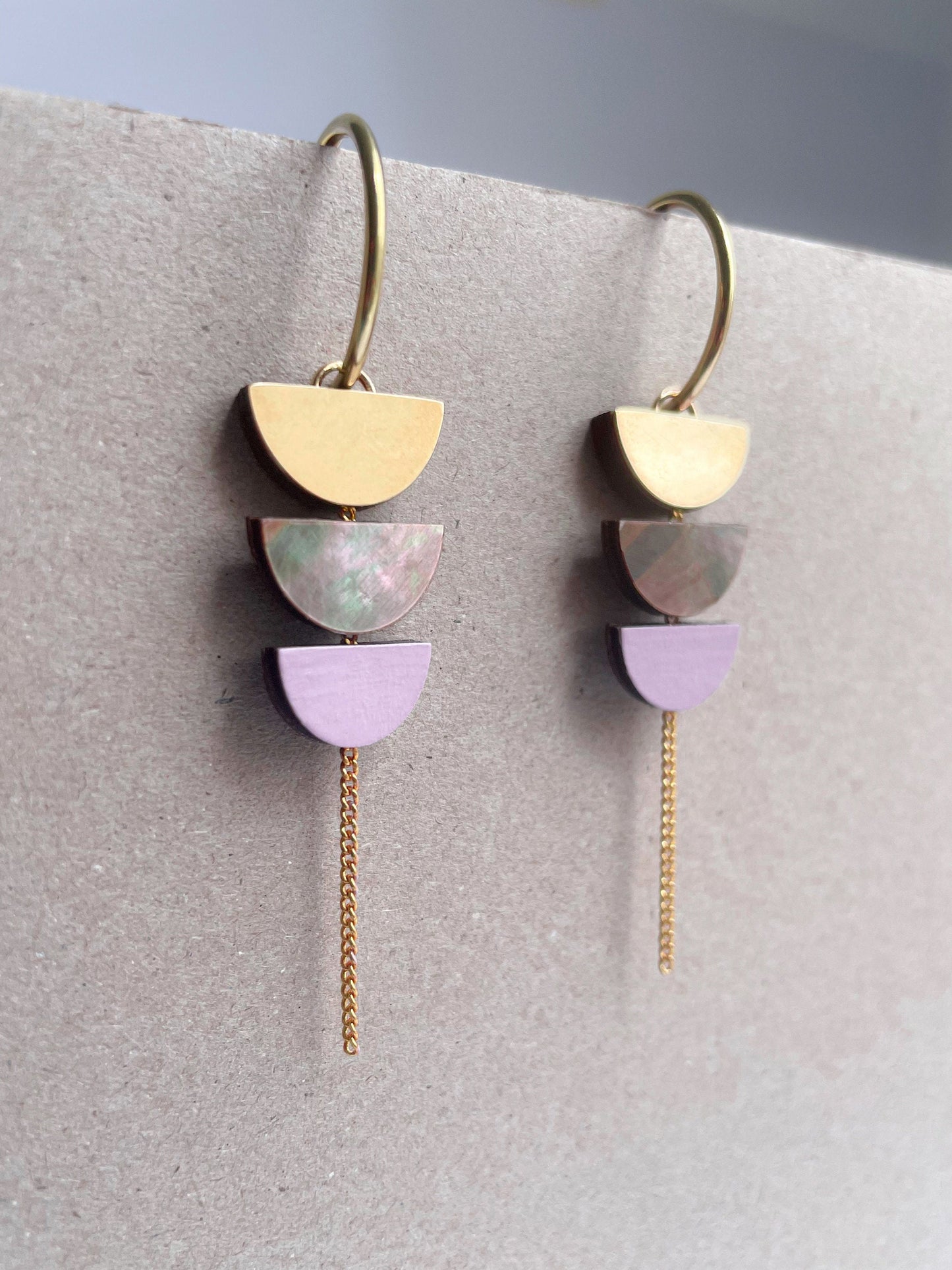 Aurora Hoop Earrings in Purple, Brown and Gold
