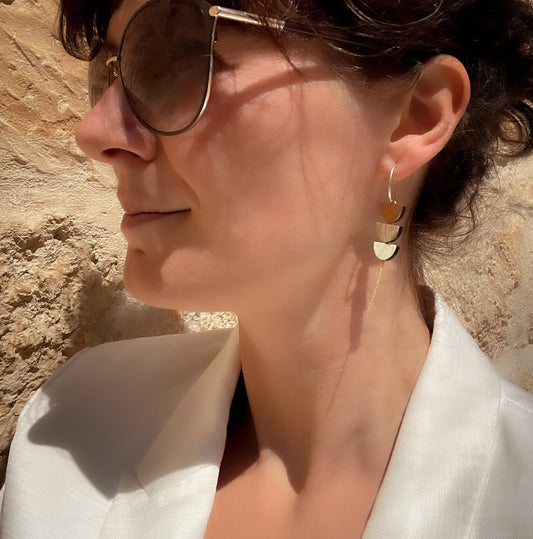 Aurora Hoop Earrings in Ivory, Beige and Gold