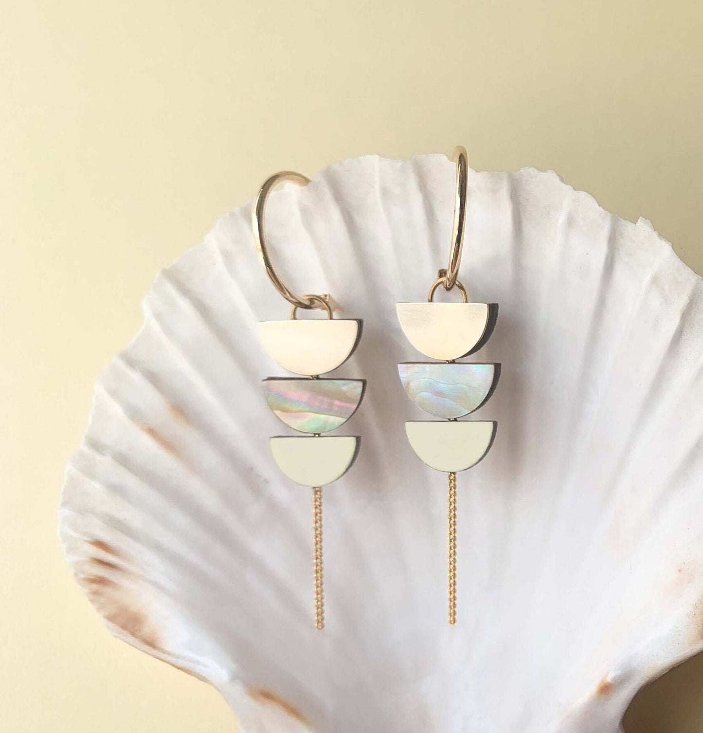Aurora Hoop Earrings in Ivory, Beige and Gold