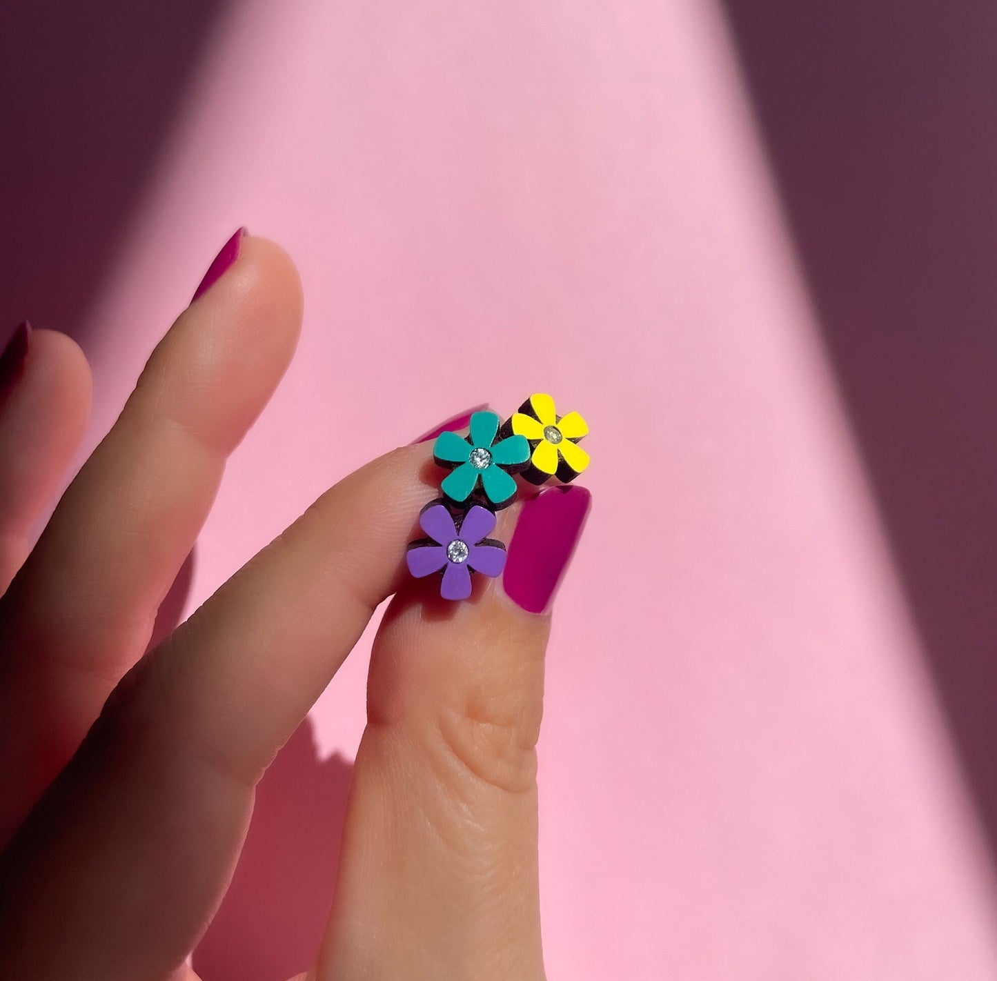 Cassia Flower Stud Earrings in Bright Summer Colours