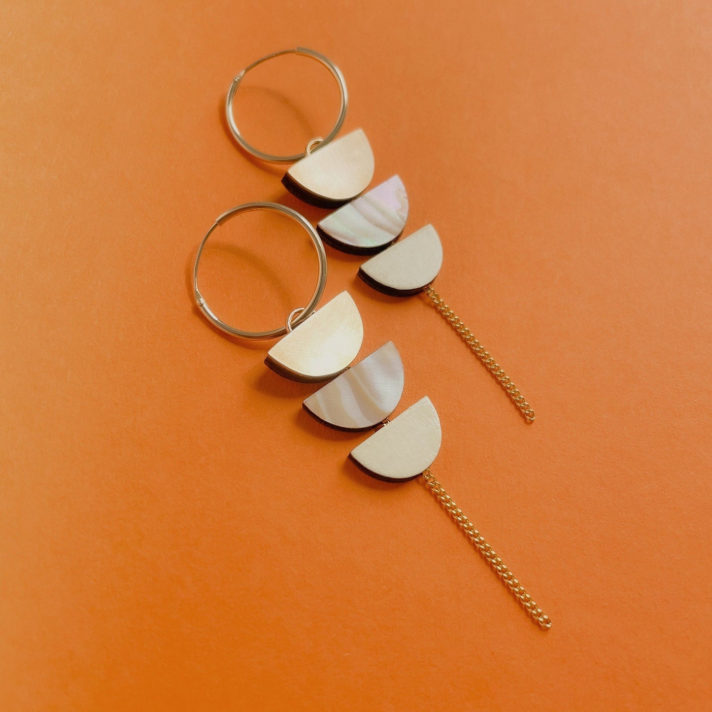 Aurora Hoop Earrings in Ivory, Beige and Gold