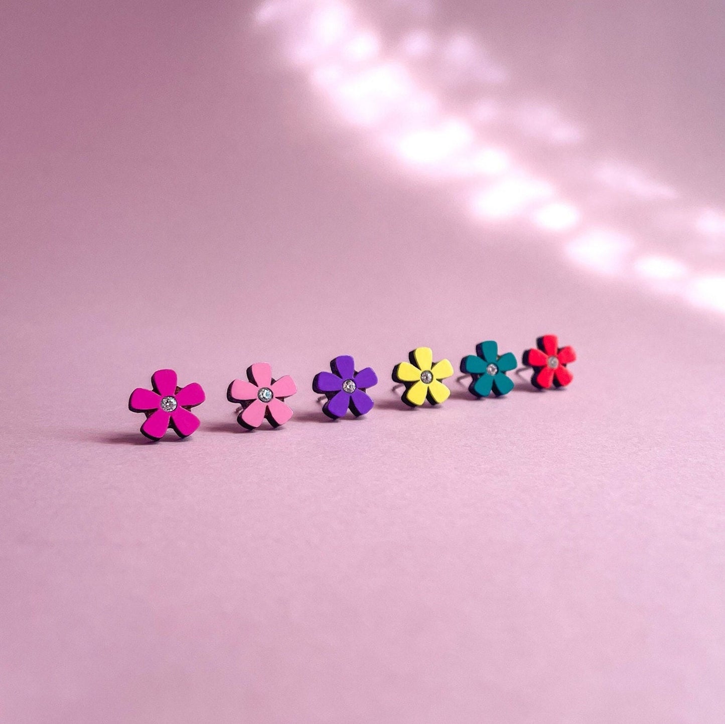 Cassia Flower Stud Earrings in Bright Summer Colours