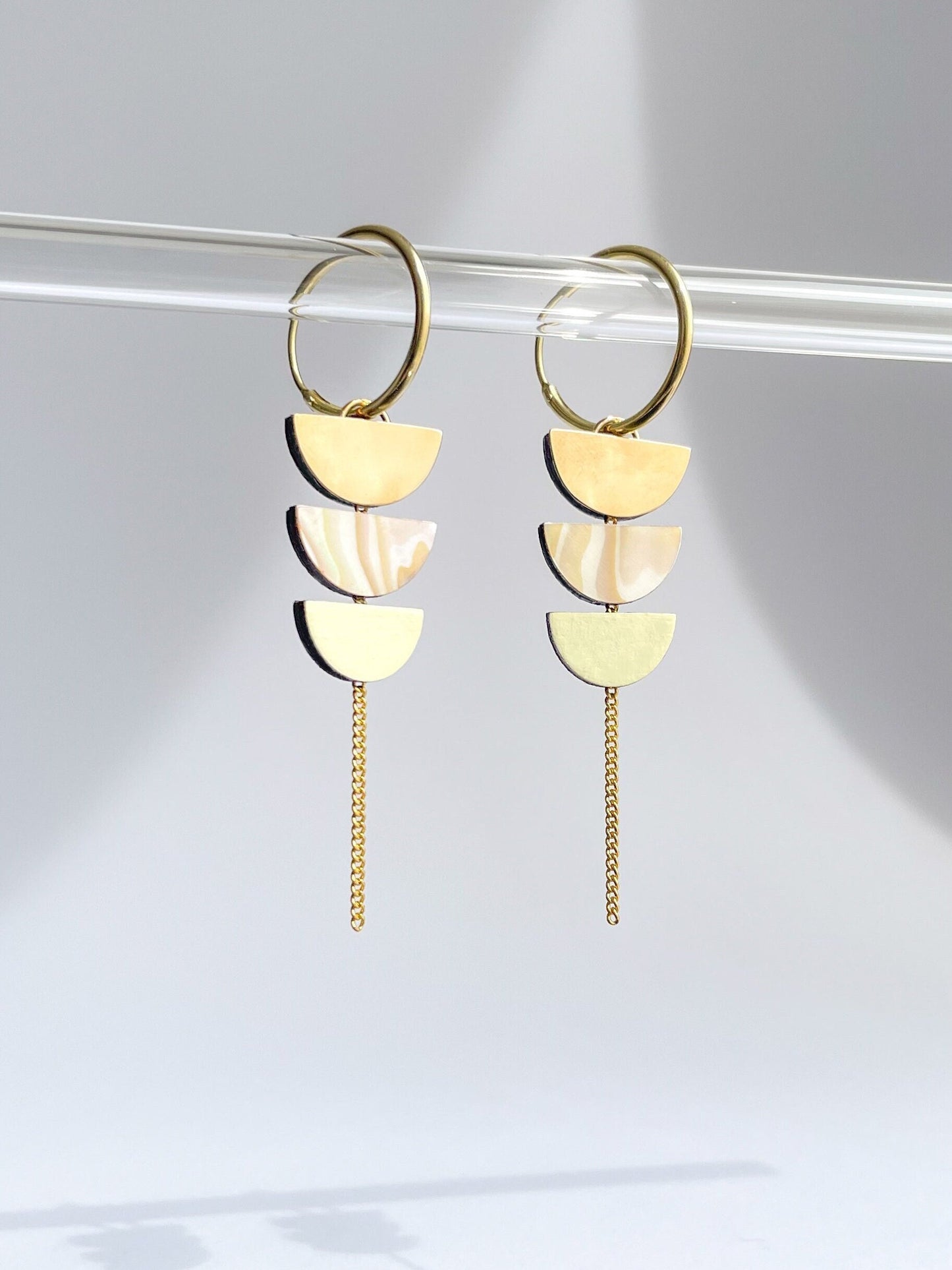 Aurora Hoop Earrings in Ivory, Beige and Gold