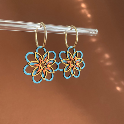 Lucia Hoop Earrings in Blue & Orange