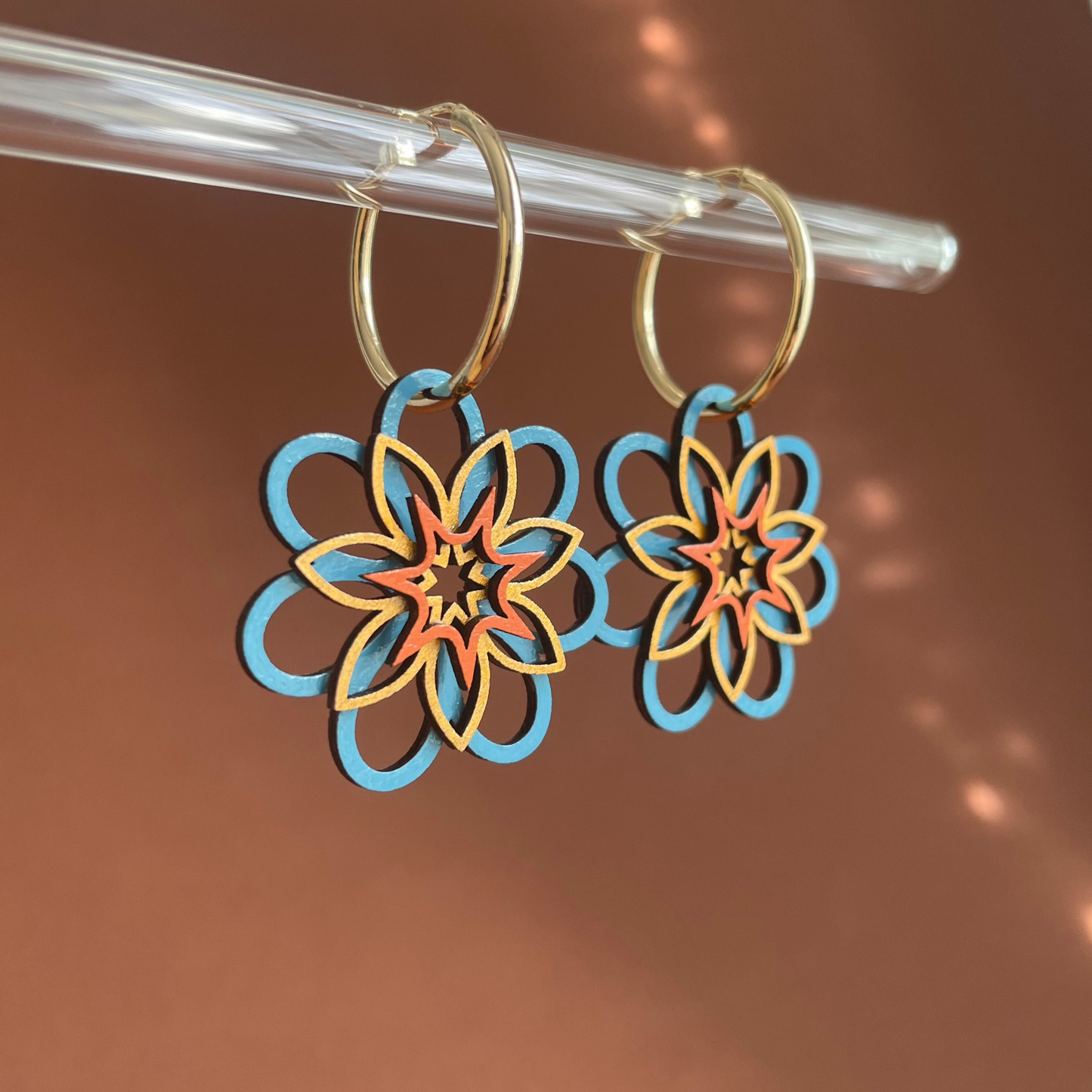 Lucia Hoop Earrings in Blue & Orange