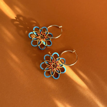 Lucia Hoop Earrings in Blue & Orange