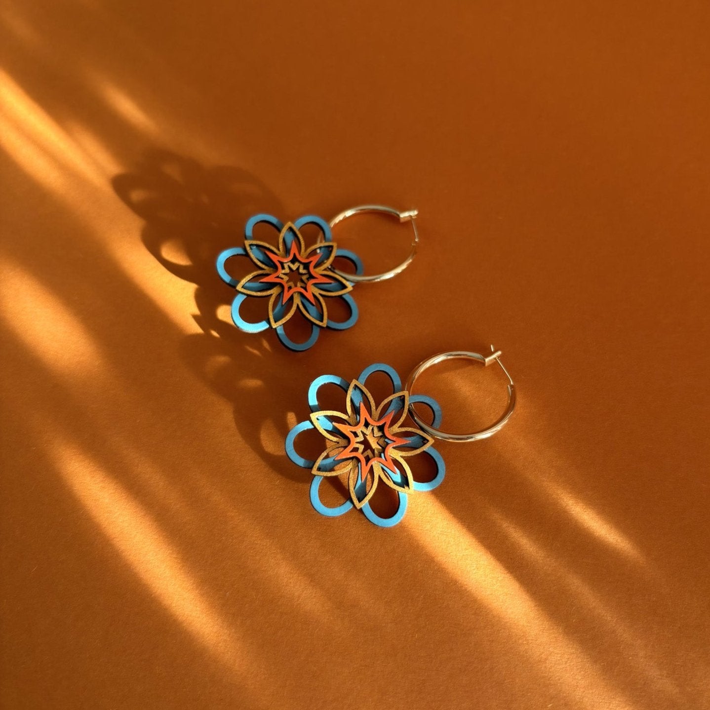 Lucia Hoop Earrings in Blue & Orange