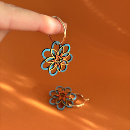 Lucia Hoop Earrings in Blue & Orange