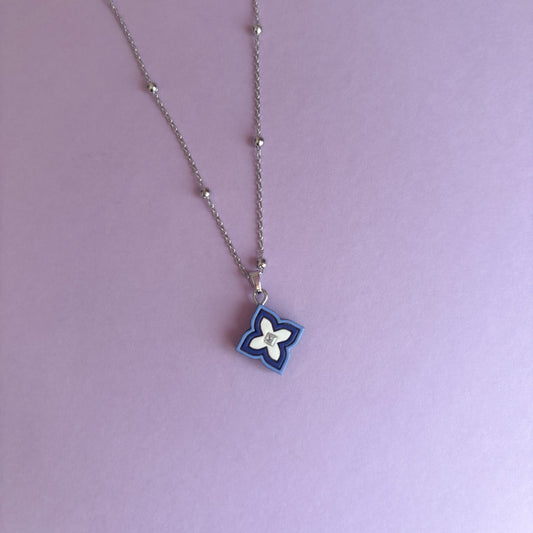 Pipa Necklace Blue on Silver