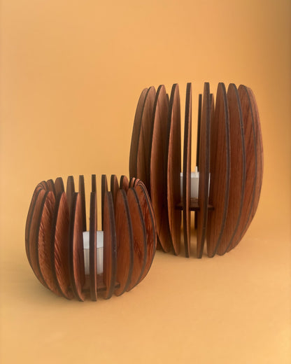 Wooden Candle Holders - Rounded in 2 sizes