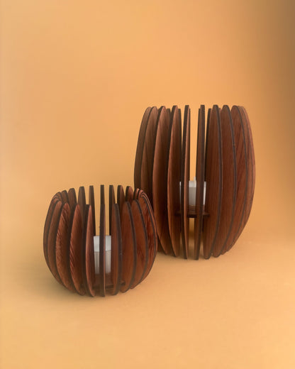 Wooden Candle Holders - Rounded in 2 sizes