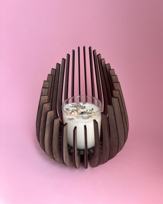 Large Wooden Candle Holder - Rounded & Symmetric