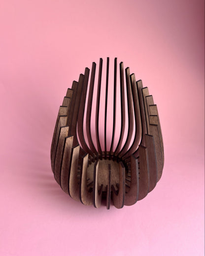 Large Wooden Candle Holder - Rounded & Symmetric