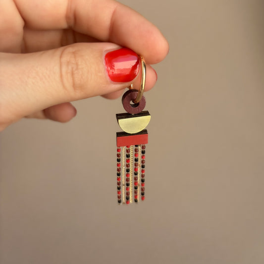 Chani Hoop Earrings in Red & Burgundy