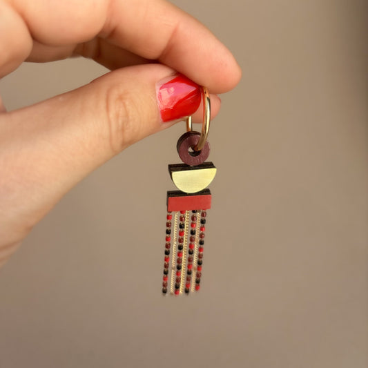Chani Hoop Earrings in Red & Burgundy