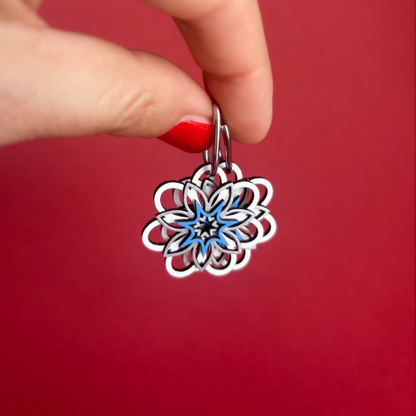 Lucia Hoop Earrings in White & Blue on Silver