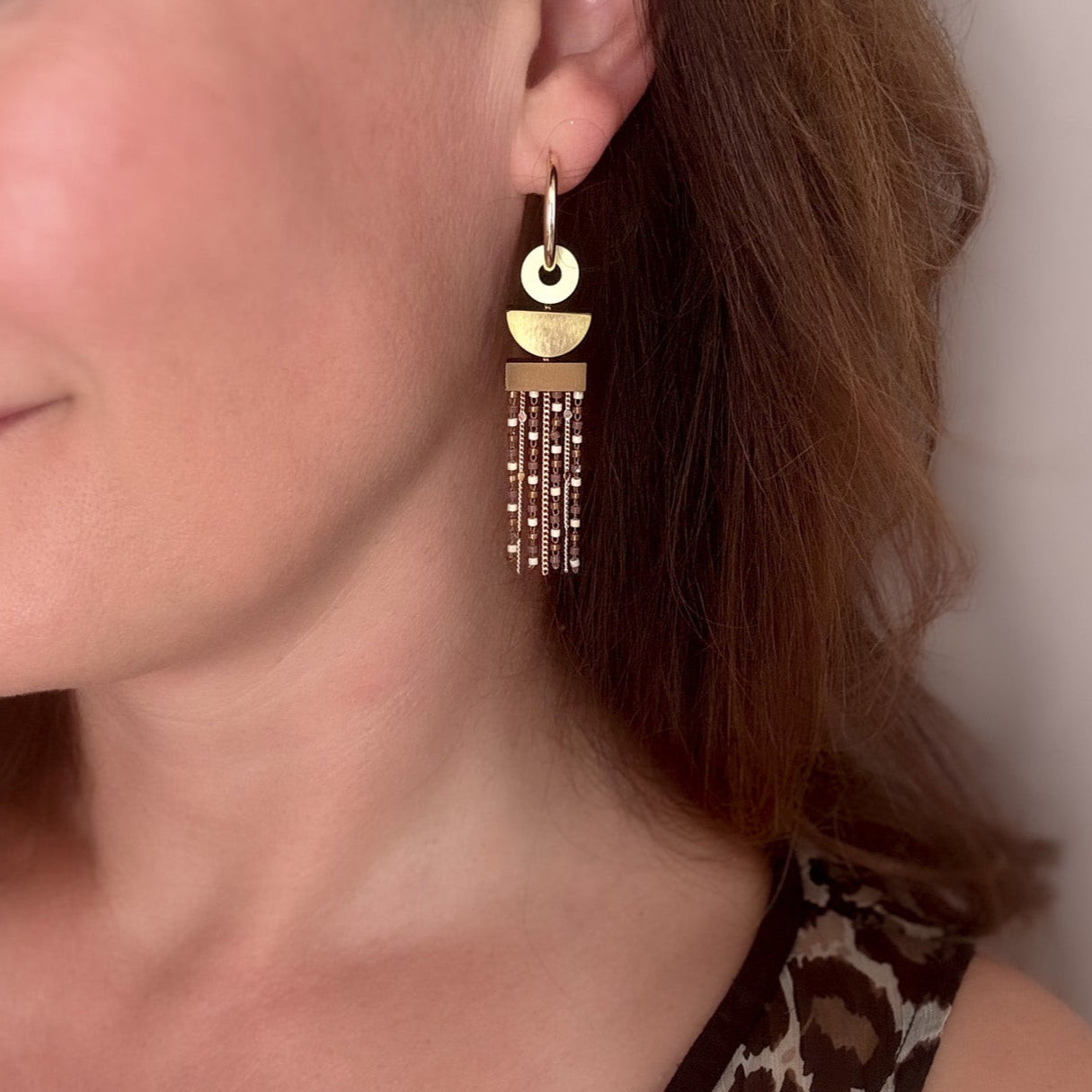 Chani Hoop Earrings in Red & Burgundy