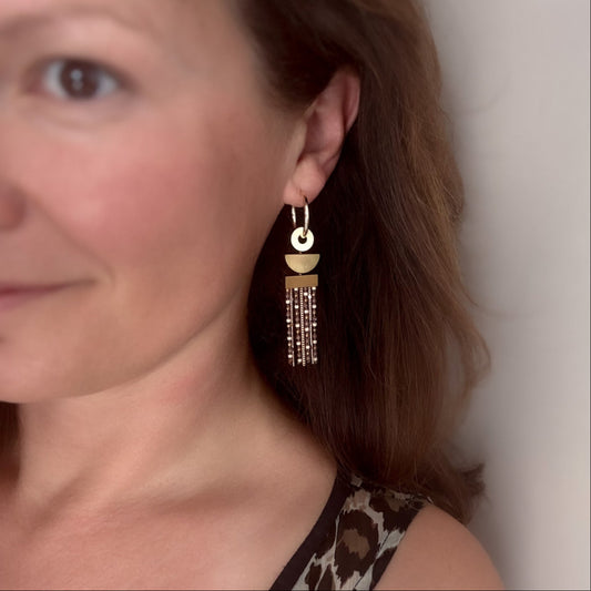 Chani Hoop Earrings in Brown & Ivory