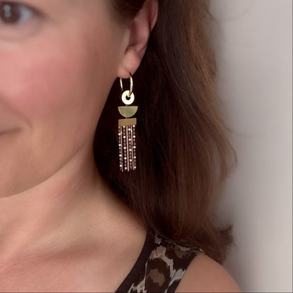 Chani Hoop Earrings in Brown & Ivory