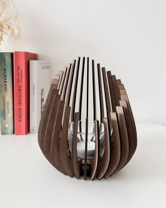 Large Wooden Candle Holder - Rounded & Symmetric