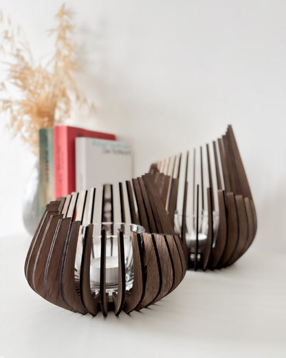 Wooden Candle Holders - Spiral in 3 sizes