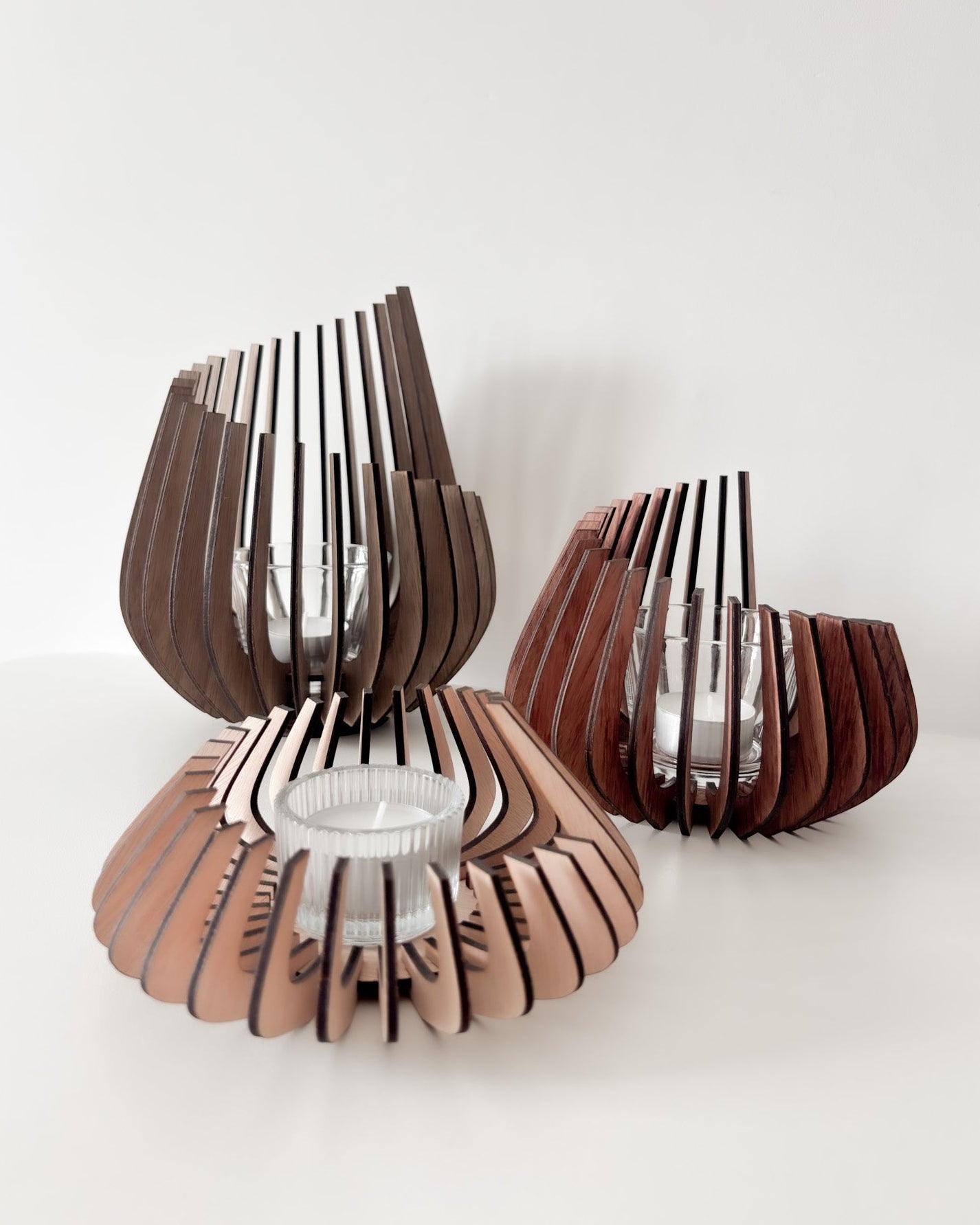 Wooden Candle Holders - Spiral in 3 sizes