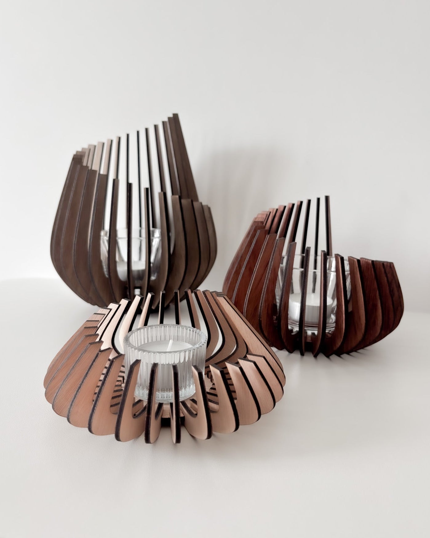 Wooden Candle Holders - Spiral in 3 sizes