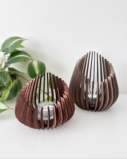 Large Wooden Candle Holder - Rounded & Symmetric