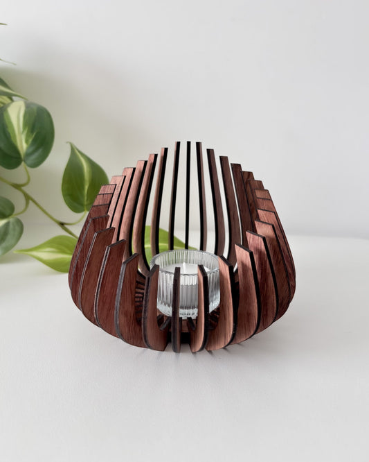 Medium Wooden Candle Holder - Rounded & Symmetric
