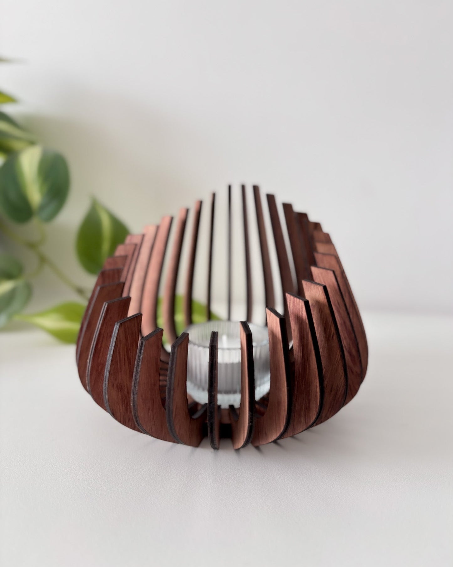 Medium Wooden Candle Holder - Rounded & Symmetric