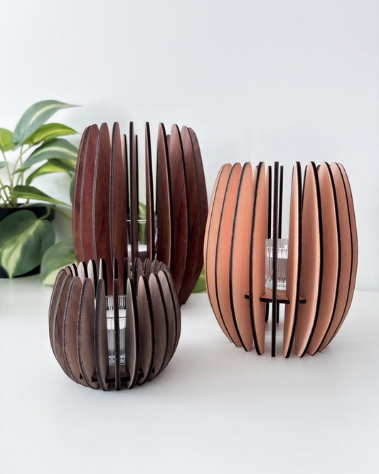 Wooden Candle Holders - Rounded in 3 sizes